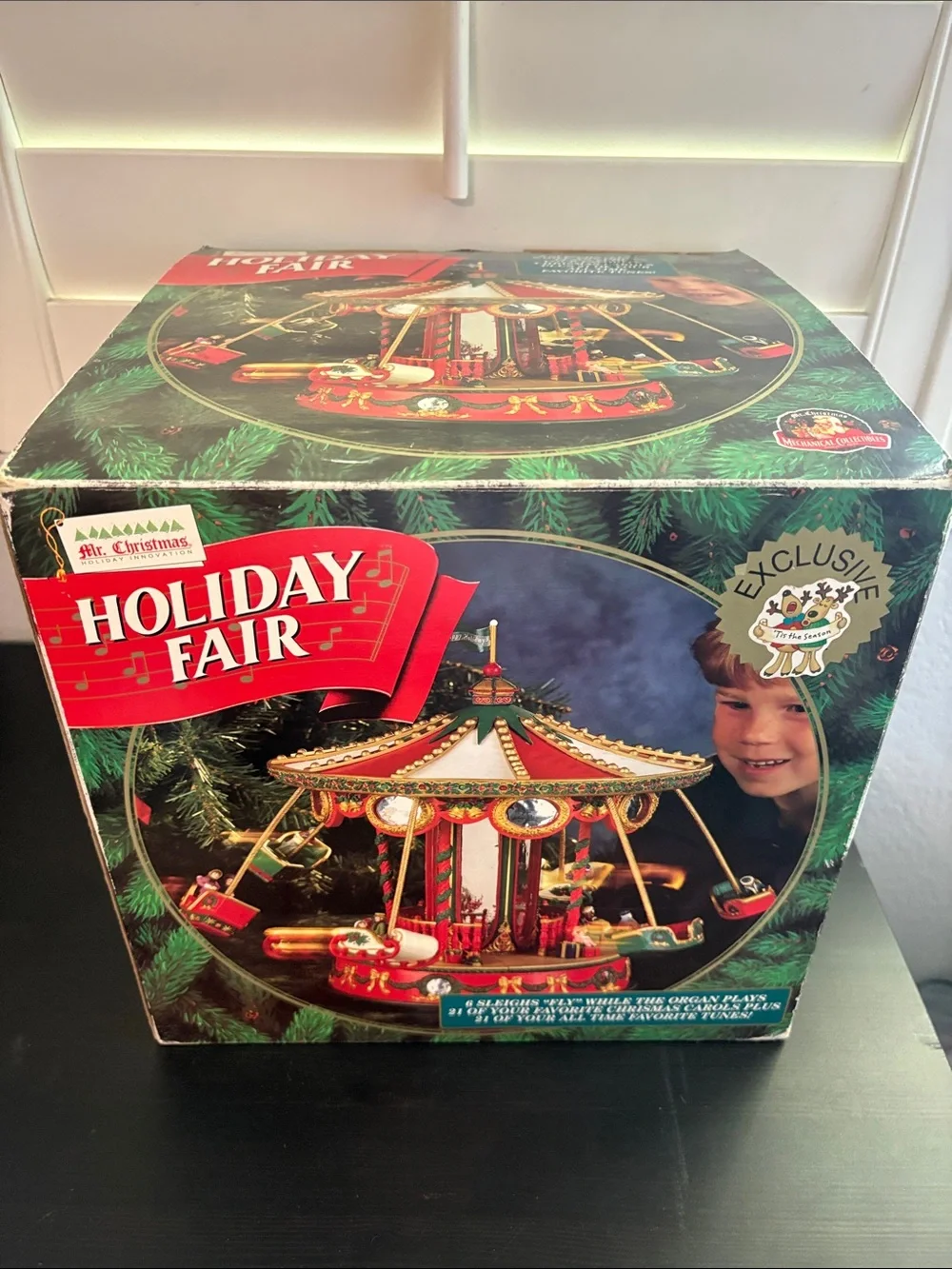 Mr Christmas Holiday Fair Music Sleigh Merry Go Round Vintage